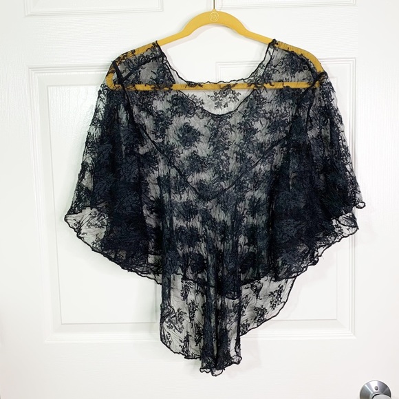 Blue Life Tops - Blue Life Black Lace Sheer Top/ Cover Up